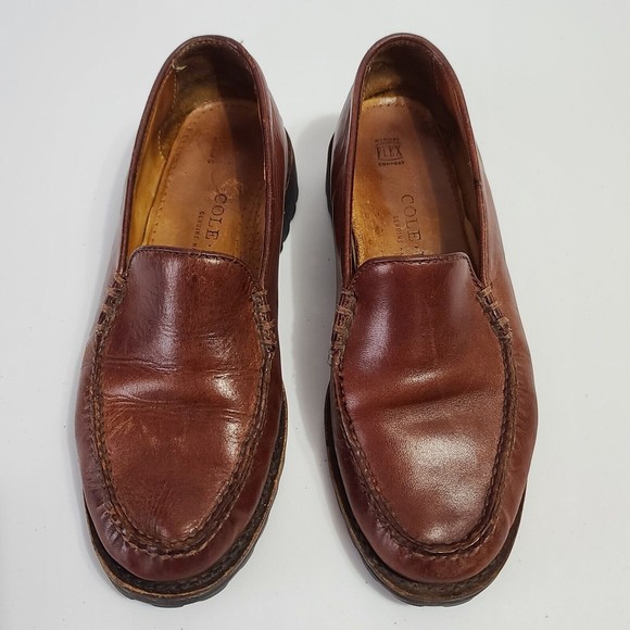 Cole Haan Brown Leather Moc Toe Slip On Loafer Shoes Women's Size 7 B - Picture 8 of 16